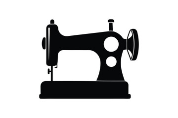 Sewing Machine Silhouette Icon - Manual Sew Vector Illustration

