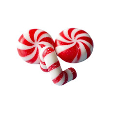 Fototapeta premium Sweet Red and White Peppermint Candy on transparent background