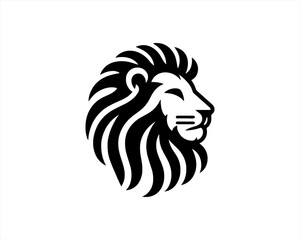 Lion Logo Design Vector Template. Lion Head Logo Icon Vector illustration. Black and white Lion head vector illustration.	