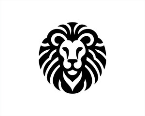 Lion Logo Design Vector Template. Lion Head Logo Icon Vector illustration. Black and white Lion head vector illustration.	