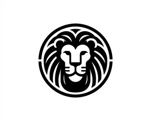 Lion Logo Design Vector Template. Lion Head Logo Icon Vector illustration. Black and white Lion head vector illustration.	