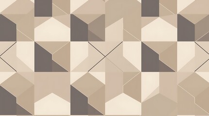 Obraz premium Abstract Geometric Pattern: A seamless pattern of overlapping geometric shapes in soft beige and brown tones creates a modern and minimalist design.
