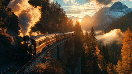 A passenger train pulled by a steam locomotive.
