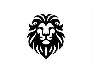 Lion Logo Design Vector Template. Lion Head Logo Icon Vector illustration. Black and white Lion head vector illustration.	