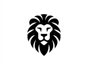 Lion Logo Design Vector Template. Lion Head Logo Icon Vector illustration. Black and white Lion head vector illustration.	