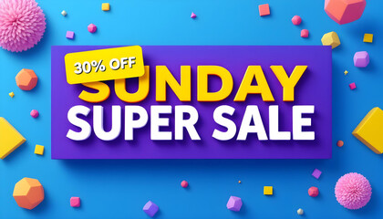 Fototapeta premium 3D badge sunday super sale discount price background