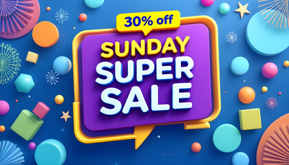 3D badge sunday super sale discount price background