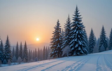 winter landscape with snow