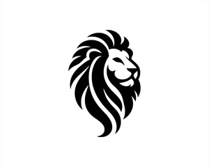 Lion Logo Design Vector Template. Lion Head Logo Icon Vector illustration. Black and white Lion head vector illustration.	