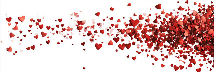 Obraz premium Red paper hearts on white background. Valentine's Day celebration