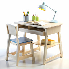 Fototapeta premium baby study table with white background