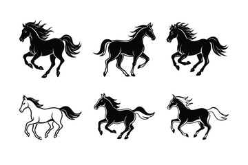 set of horses silhouettes