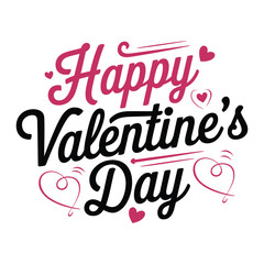 A Simple Happy Valentine's Day Typography text white Background