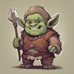 cute little ogre monster illustration