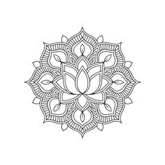 Ethnic Mandala ornament isolated on white background. Henna tattoo design. 