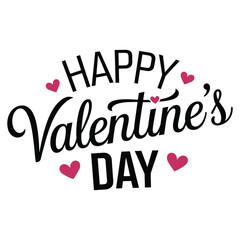 A Simple Happy Valentine's Day Typography text white Background