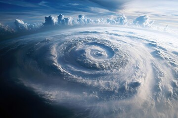 Fototapeta premium Powerful spiral cloud formation over the ocean during a stormy weather event