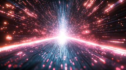 Naklejka premium Abstract glowing lines converging towards bright light.