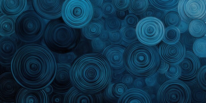 A dark background with concentric circle patterns in varying shades of blue, subtly fading to create a calming, elegant depth