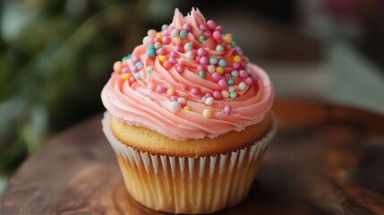 Delicious Cupcake with Colorful Sprinkles on Top