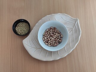 Green lentils and beans on the table
