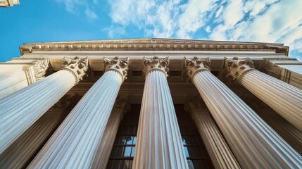 iconic financial institutions facade showcasing the iconic architecture and symbolic representation of economic stability and monetary policy