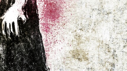 Abstract Black And White Grunge Art With Red Splashes