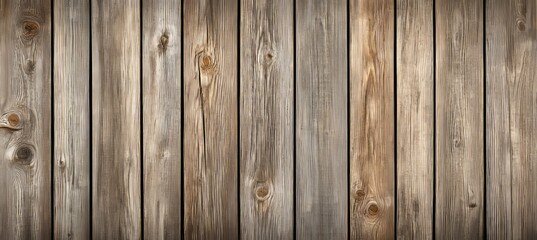 Fototapeta premium Rustic Wooden Wall Texture With Vertical Planks, Natural Grains And Knots, Background Banner