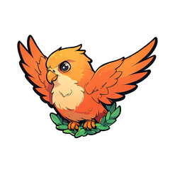 Adorable Orange Bird Cartoon Illustration