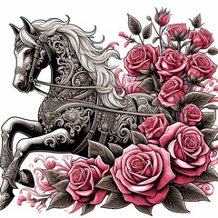 horse and flowers