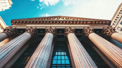 iconic financial institutions facade showcasing the iconic architecture and symbolic representation of economic stability and monetary policy