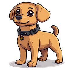 Fototapeta premium Adorable Cartoon Labrador Puppy Wearing a Smart Fitness Tracker Collar.