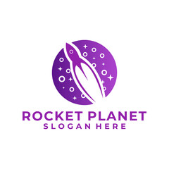 Naklejka premium Rocket Galaxy logo design vector template. Rocket Launch logo design inspirations