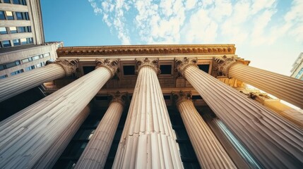 Fototapeta premium iconic financial institutions facade showcasing the iconic architecture and symbolic representation of economic stability and monetary policy