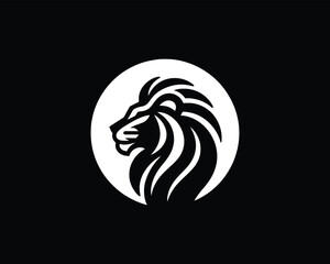 White Color Lion Head Logo Design Vector Template.