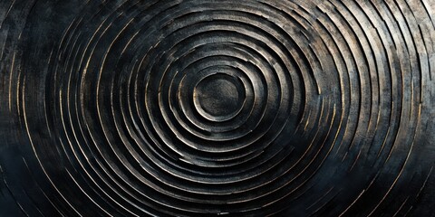 Concentric circles with a shimmering, metallic effect, fading out into a deep, infinite space to create a luxurious, modern look