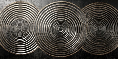 Concentric circles with a shimmering, metallic effect, fading out into a deep, infinite space to create a luxurious, modern look