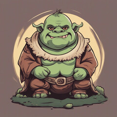 cute little ogre monster illustration