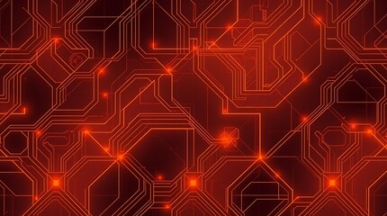 Obraz premium Red Circuitry Abstract: A vibrant abstract pattern of glowing red circuitry lines on a dark background, evoking a sense of futuristic technology and digital innovation.