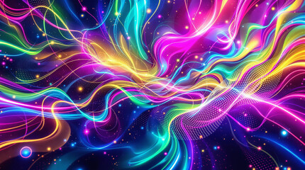 Abstract Background with Neon Patterns – Bright and Electric Design
