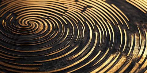 Obraz premium High-contrast concentric circle patterns in black and gold, fading out to infinite depth, evoking luxury and elegance