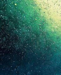 Teal and emerald green gradient with lime highlights. Subtle metallic accents and glitter details. Noise grain mesh background