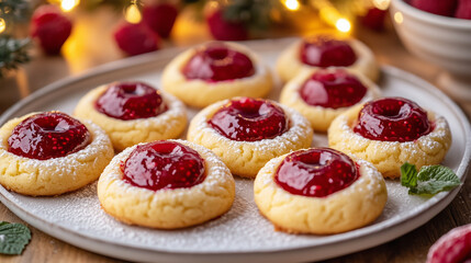 Raspberry Cheesecake Thumbprint Cookies