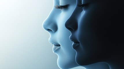 Obraz premium Two Faces in Profile Reveal Subtle Differences