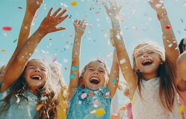 Group of kids having fun at birthday party