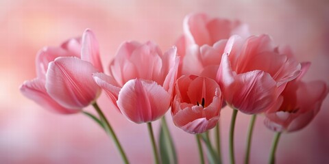 Naklejka premium Blossoming Elegance Pink Tulips in Soft Bloom