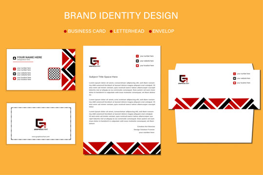 Vector Brand Identity concept with office stationery items Mock-Up business card letterhead envelop design template