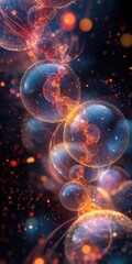 Obraz premium Colorful abstract representation of molecular structures with glowing elements for mobile phone wallpaper