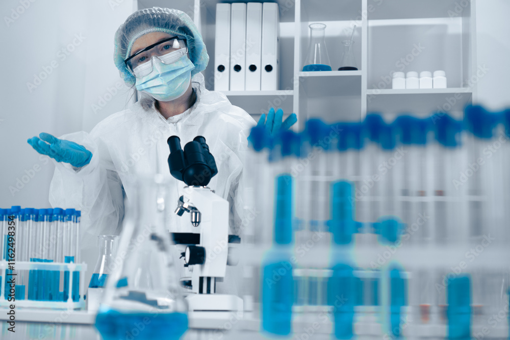 Aufkleber A dedicated scientist is intently analyzing complex data within a cuttingedge laboratory environment, utilizing advanced tools and methodologies to drive breakthroughs in various fields