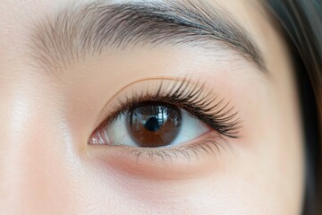 Obraz premium Close-Up of Beautiful Human Eye with Long Lashes and Soft Skin Detail